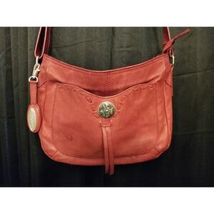 Born Crossbody Bag burgundy 100% Genuine Leather Saddle Purse Adjustable Strap